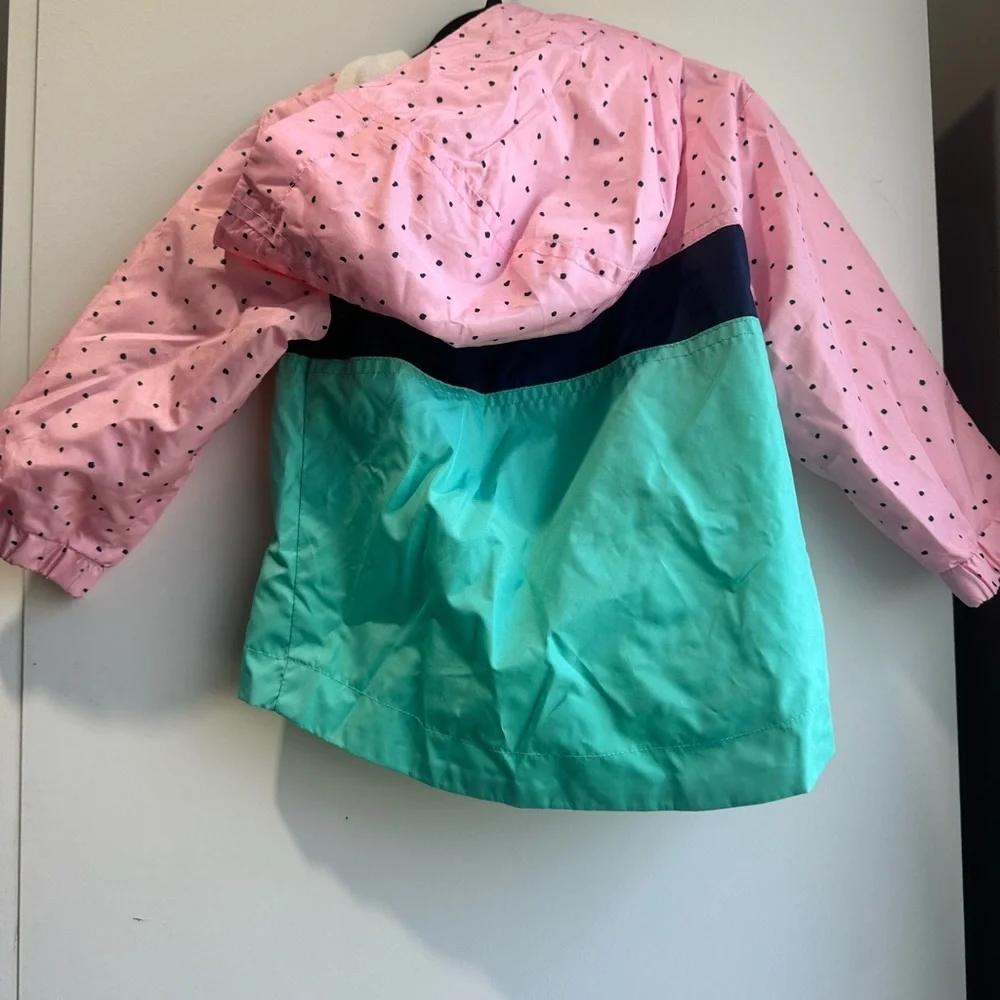 Cat & Jack Pink, Navy & Teal Colorblock Rain Jacket